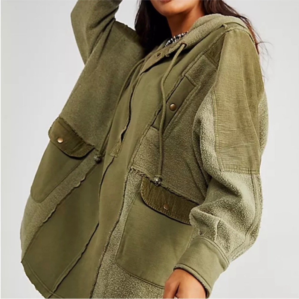 Free People Harper Sweatshirt Jacket Pullover Olive Green Size M